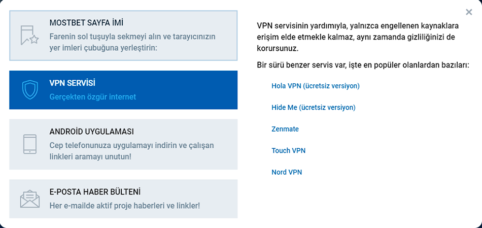 MostBet VPN